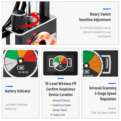 K88 Spy Camera Detector LED Display Hunter's Signal GPS Bug Anti Candid Detector Mini Camera Signal Lens Finder Wireless Gadgets